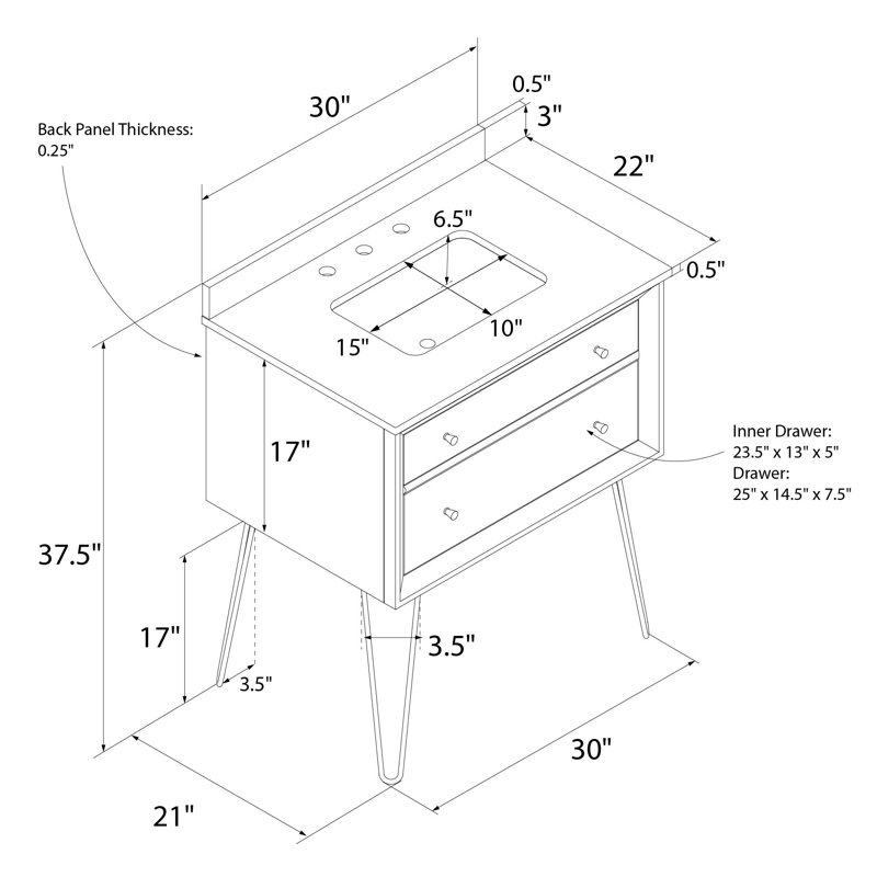 Dorel Living Tribecca 30'' Wall Mounted Single Bathroom Vanity with